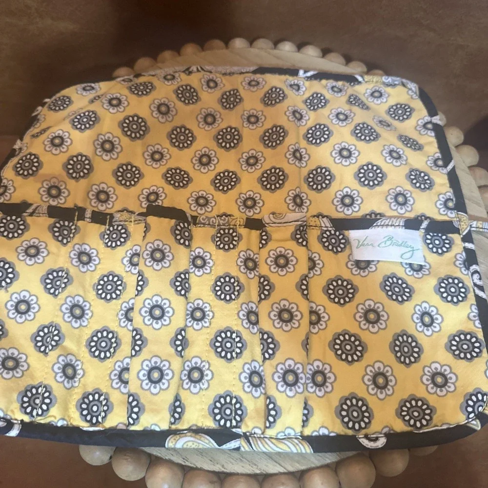 Vera Bradley Makeup Brush Pencil Roll Up Case Yellow Bird  Retired Spring 2008